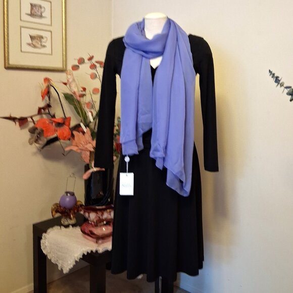 Vintage Women's NEW Stills 100% Silk Long Classic Luxury Light Purple Scarf - Picture 5 of 8